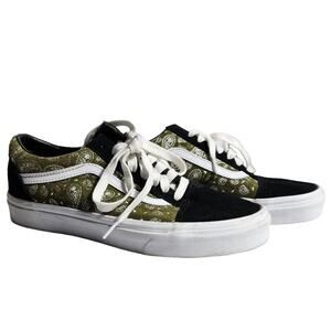Vans Old Skool Paisley Suede Women’s Shoes M 8 W 9.5 Black / Olive